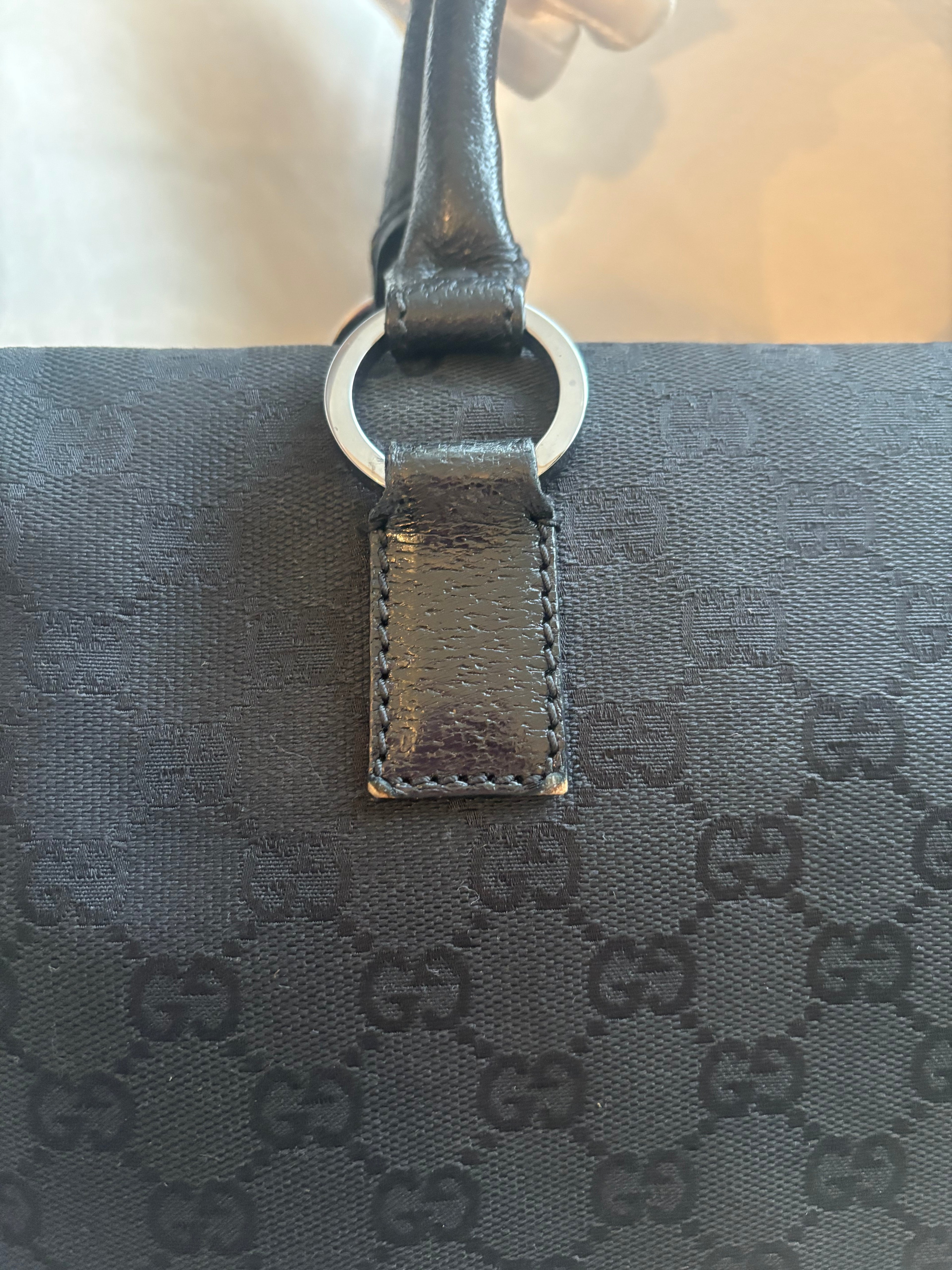 Black Gucci Monogram Boston Bag