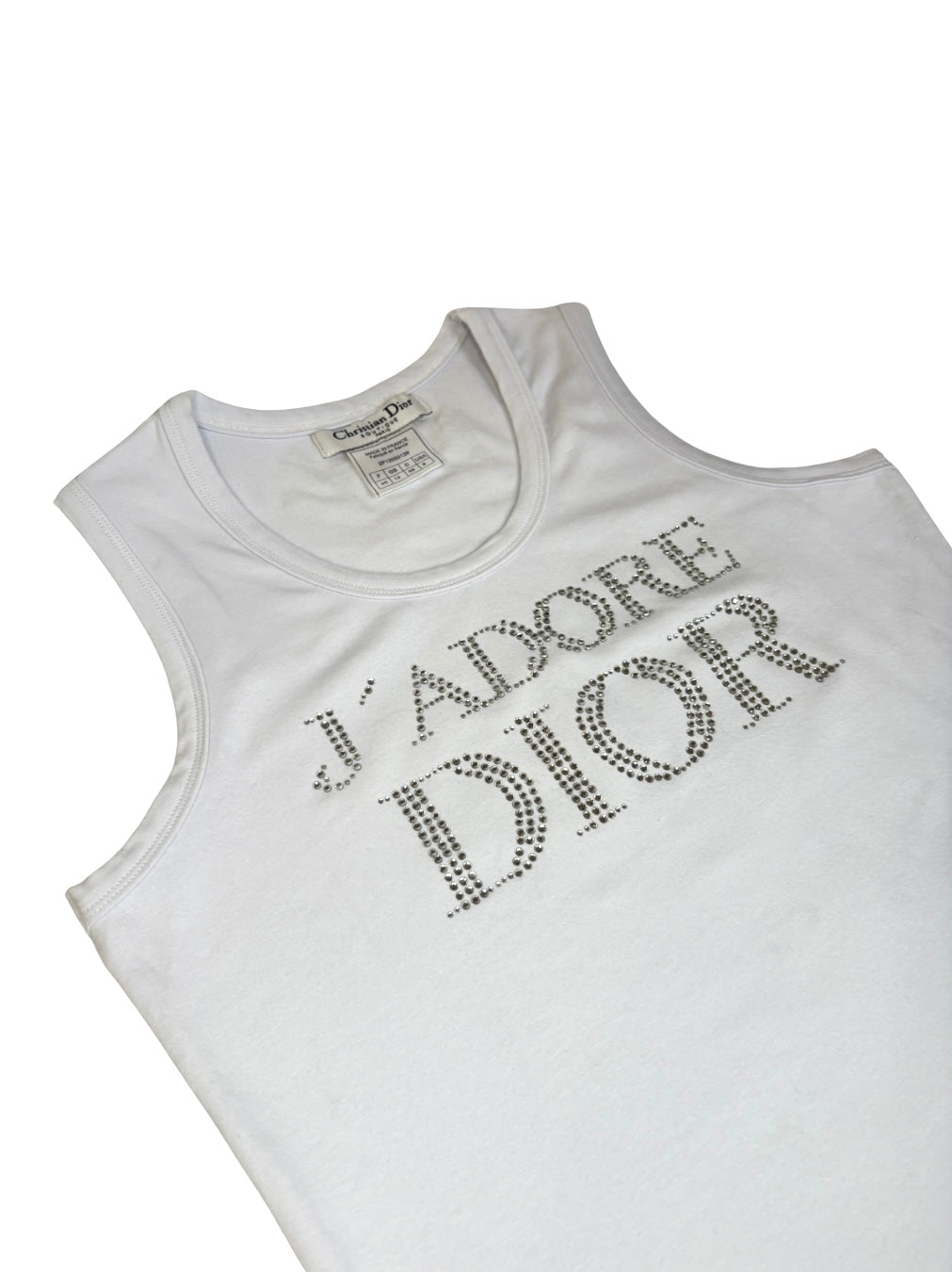 White Christian Dior Diamanté Tank Top
