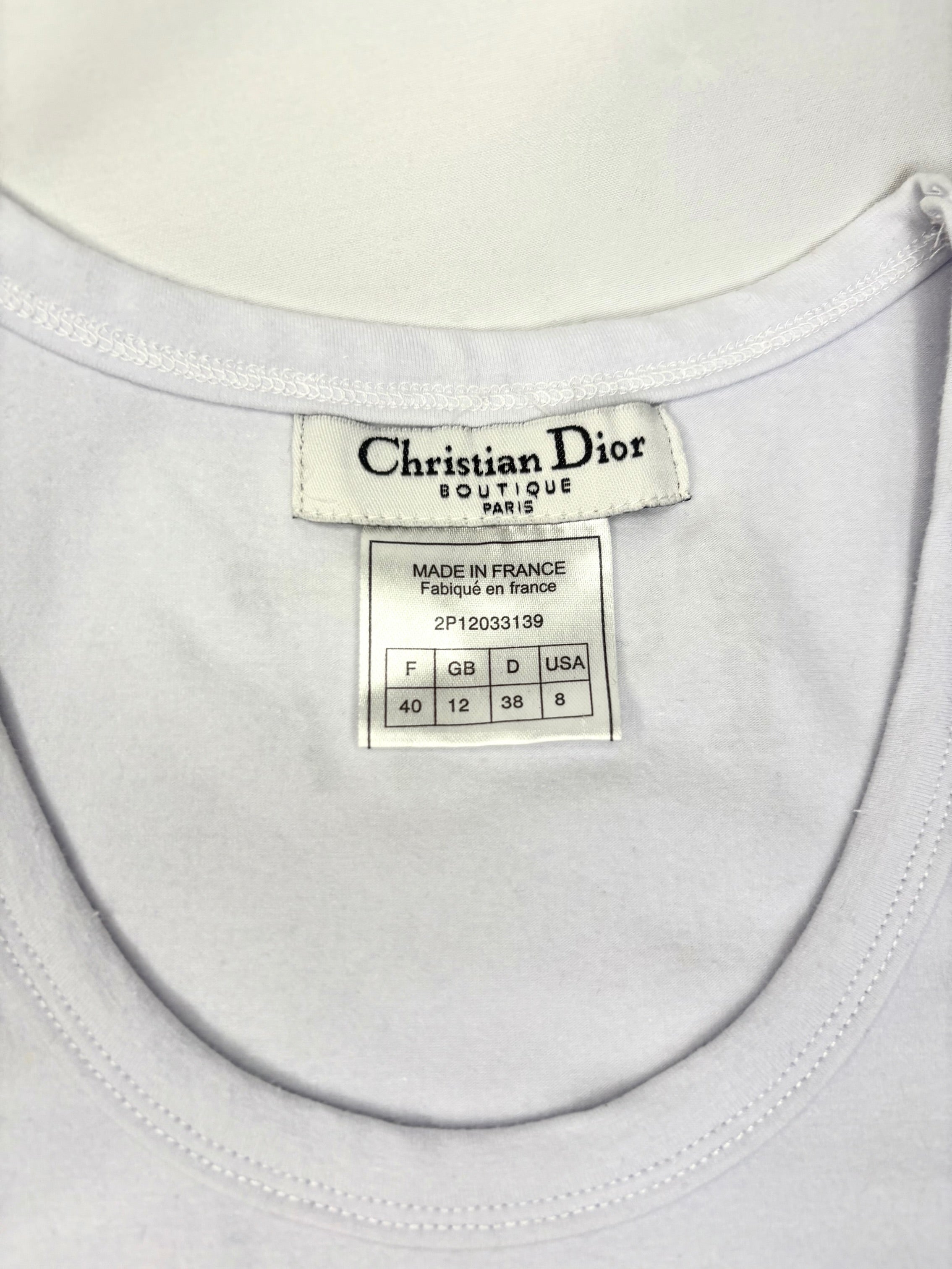White Christian Dior Diamanté Tank Top