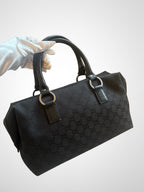Black Gucci Monogram Boston Bag