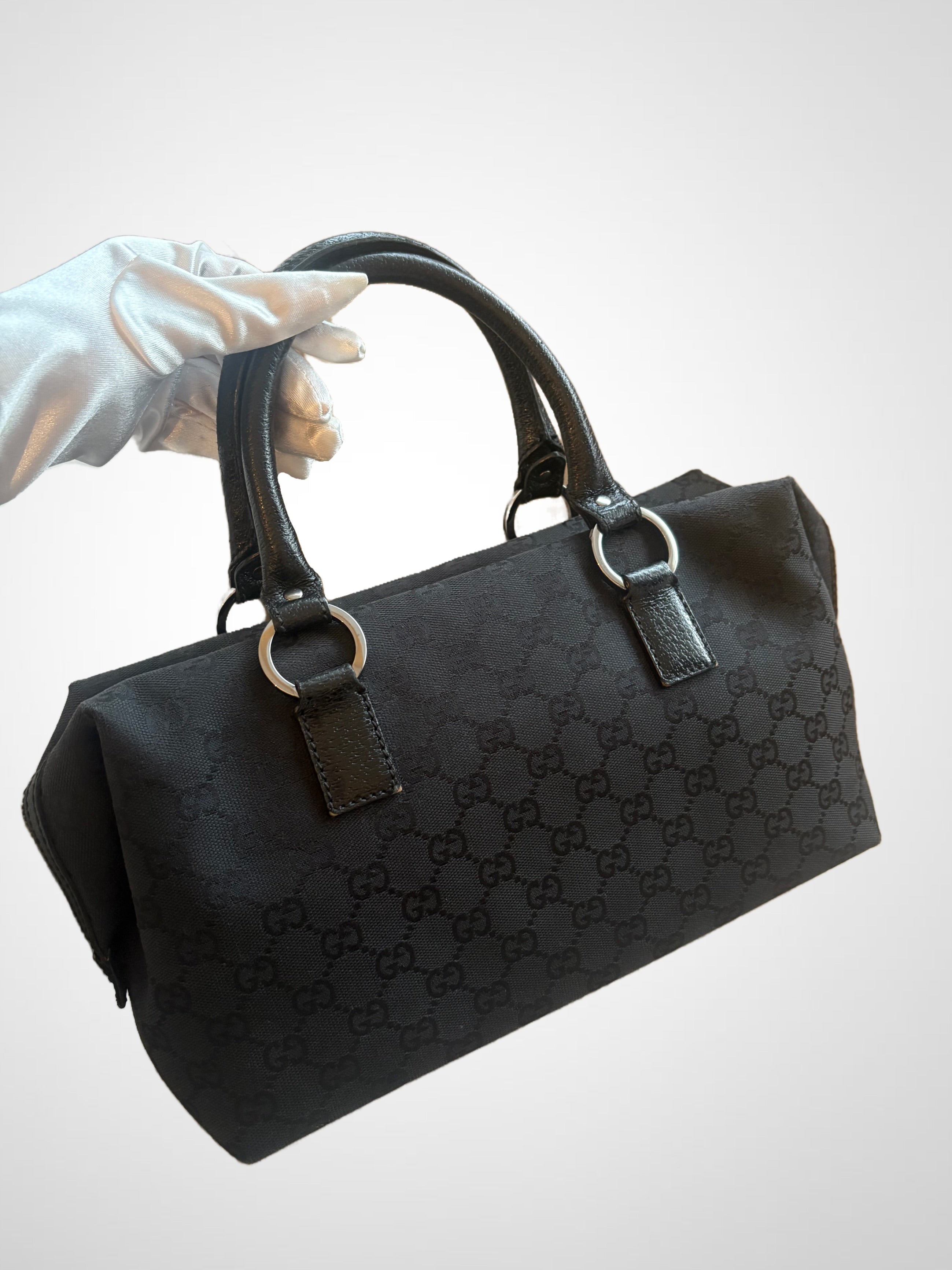 Black Gucci Monogram Boston Bag