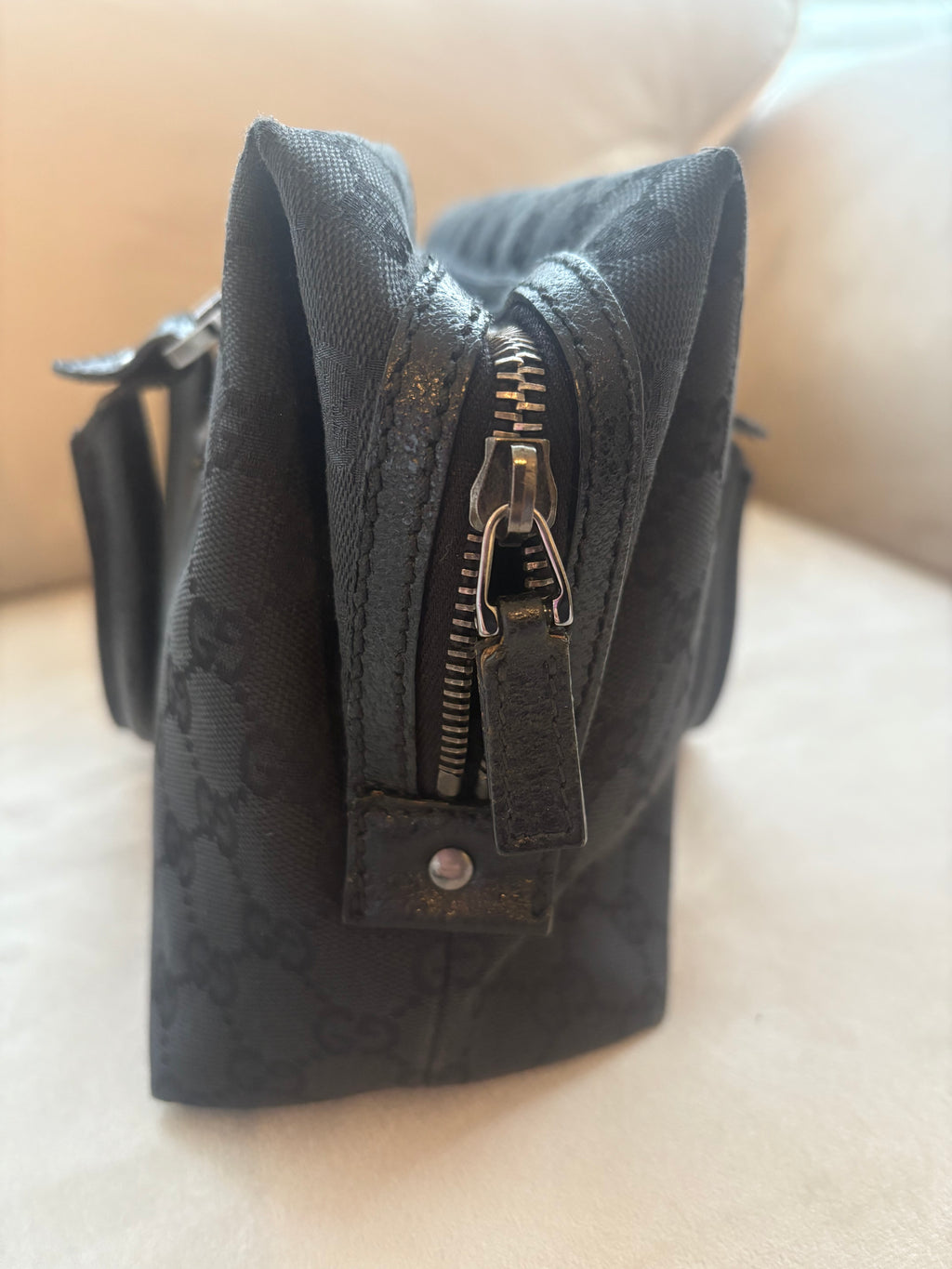 Black Gucci Monogram Boston Bag