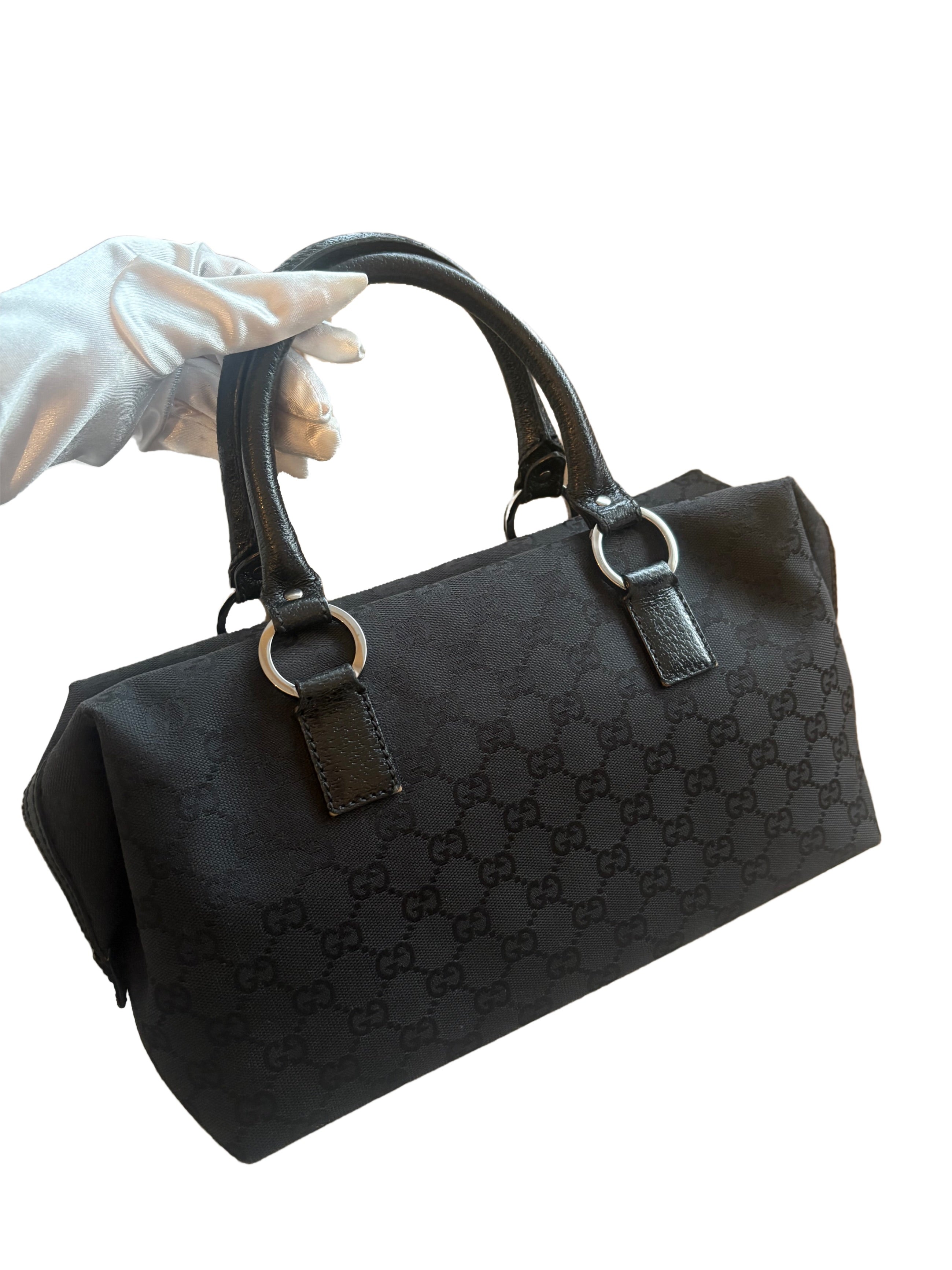 Black Gucci Monogram Boston Bag