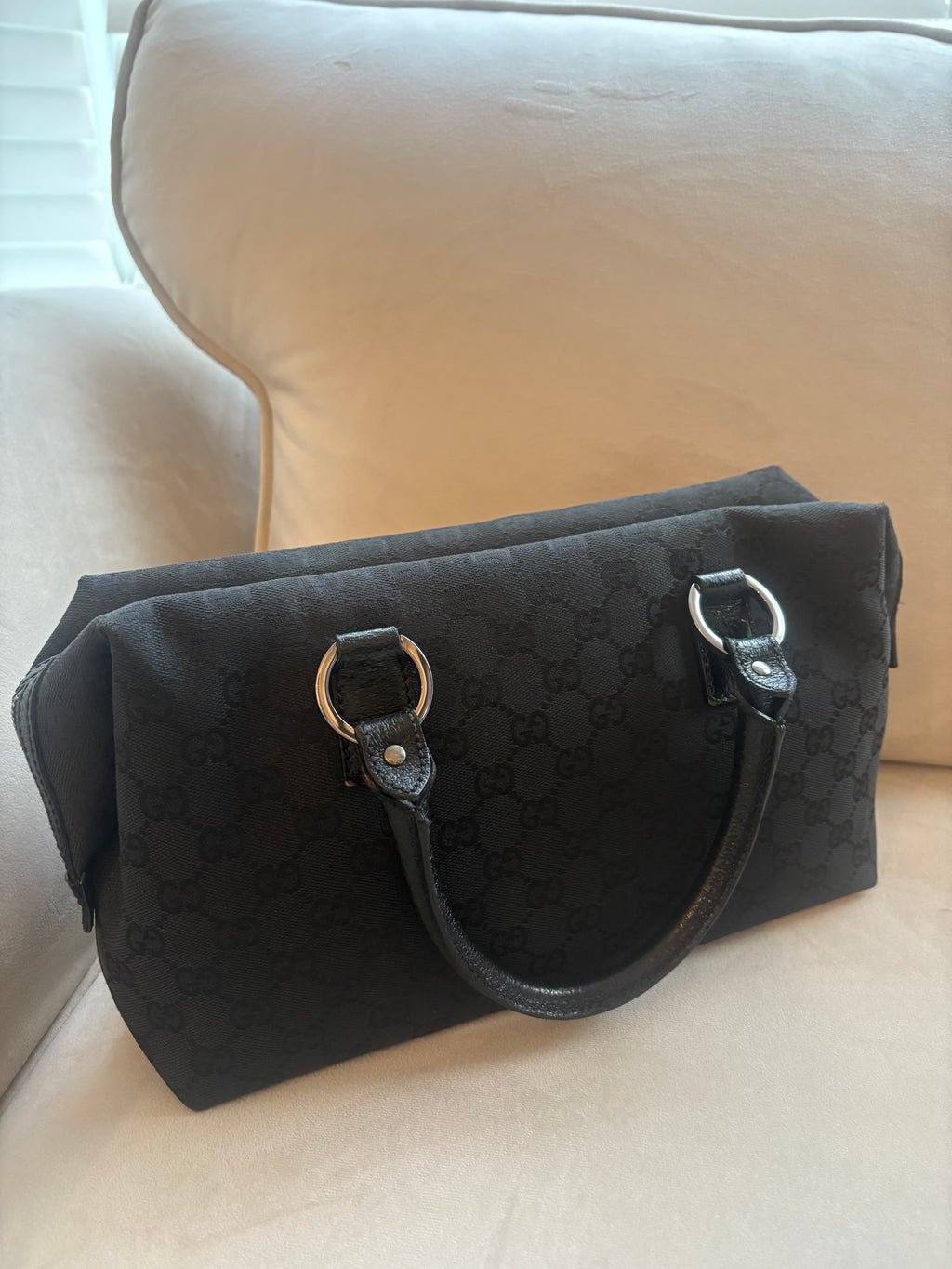 Black Gucci Monogram Boston Bag